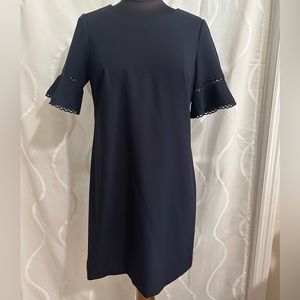 Loft, Navy Dress With Short Bell Sleeves, Size 6